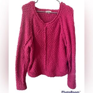 Umgee Cozy Pink Oversized Popcorn Sweater (S)